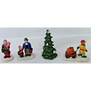 4 Vintage Christmas Village Figurines Holiday Decor -Mini- Up to 2 3/4" Tall